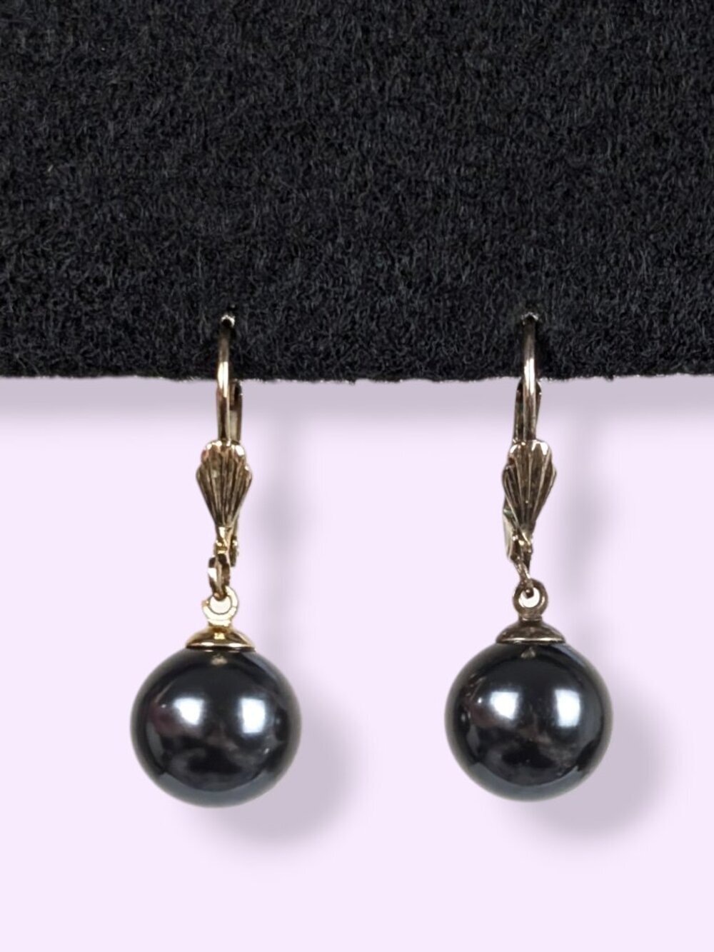Vintage Dangling Black Metallic Ball Earrings